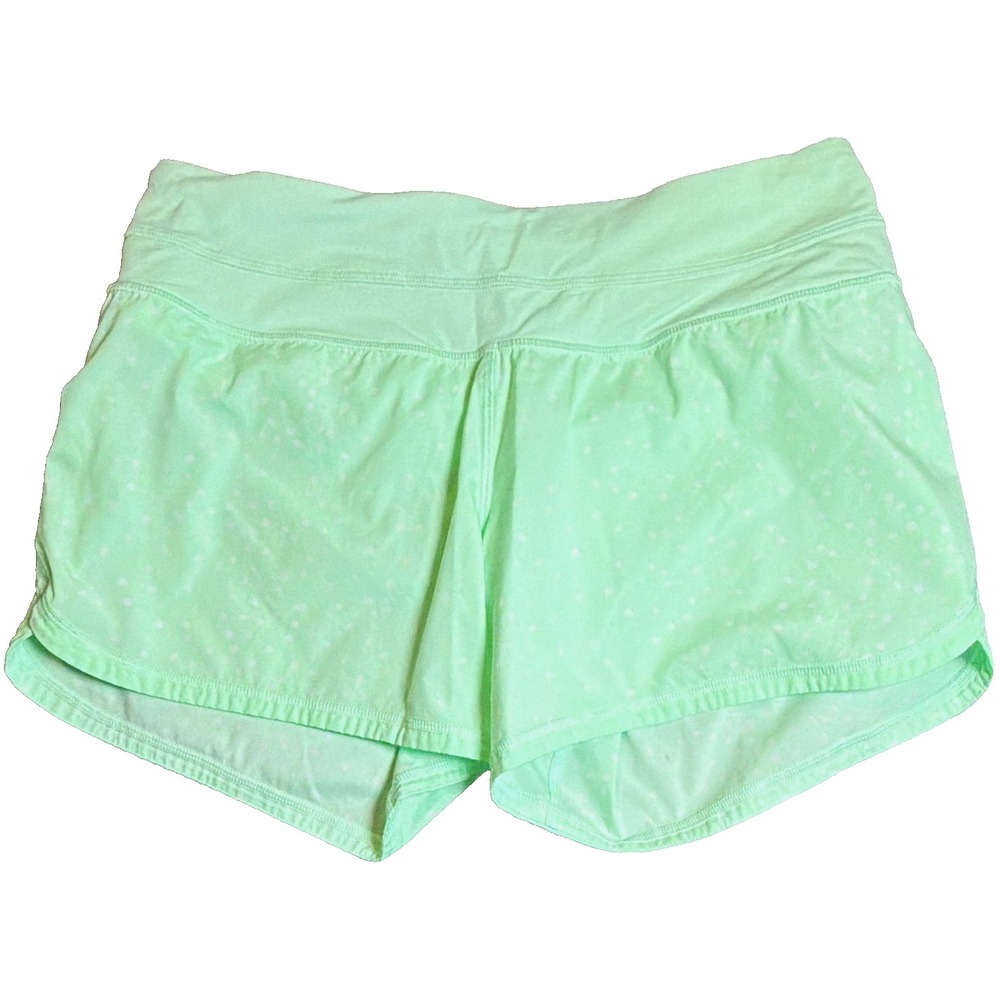 lululemon athletica Women's Green Polka Dot Knit Stretch Athletic Shorts Size 6